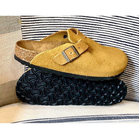 Birkenstock Boston Embossed Corduroy Clog Cork Brown Suede - Picture 6 of 10